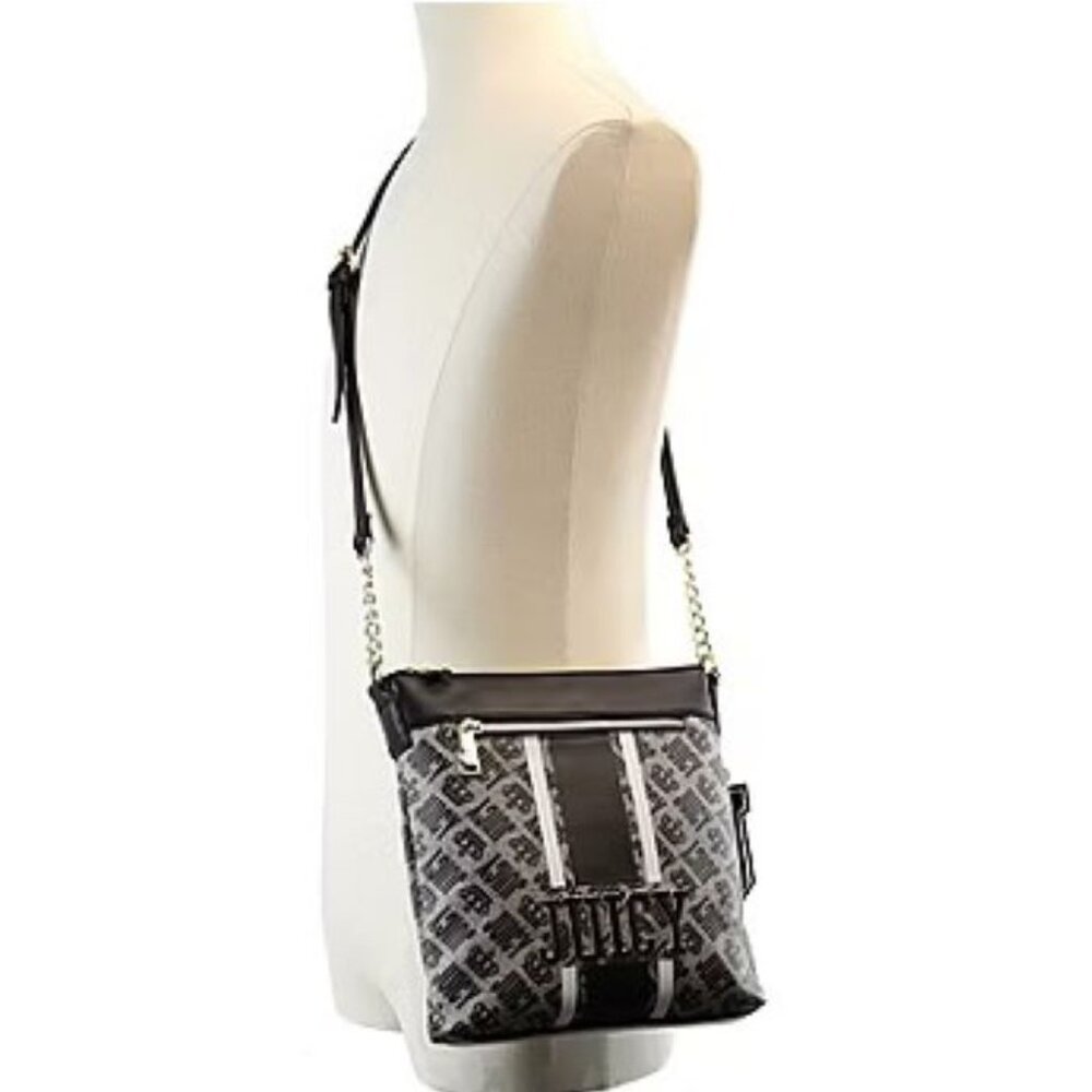 Juicy Couture Black Gothic Vertical Stripe Crossbody Bag New with tags